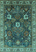 Machine Washable Oriental Turquoise Traditional Area Rugs, wshurb1370turq