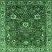 Square Machine Washable Oriental Emerald Green Traditional Area Rugs, wshurb1370emgrn