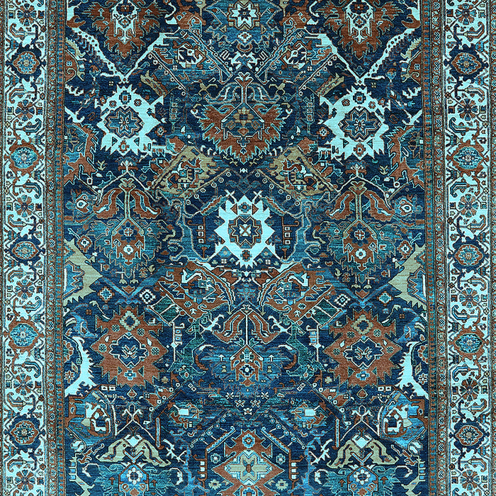Machine Washable Oriental Light Blue Traditional Rug, wshurb1370lblu