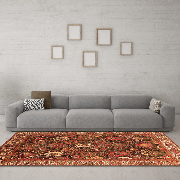 Machine Washable Oriental Orange Traditional Area Rugs in a Living Room, wshurb1370org