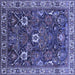 Square Machine Washable Oriental Blue Traditional Rug, wshurb1370blu