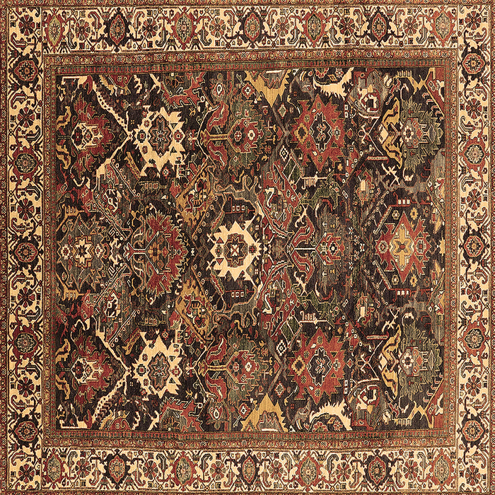 Square Oriental Brown Traditional Rug, urb1370brn