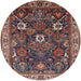 Round Mid-Century Modern Pink Oriental Rug, urb1370