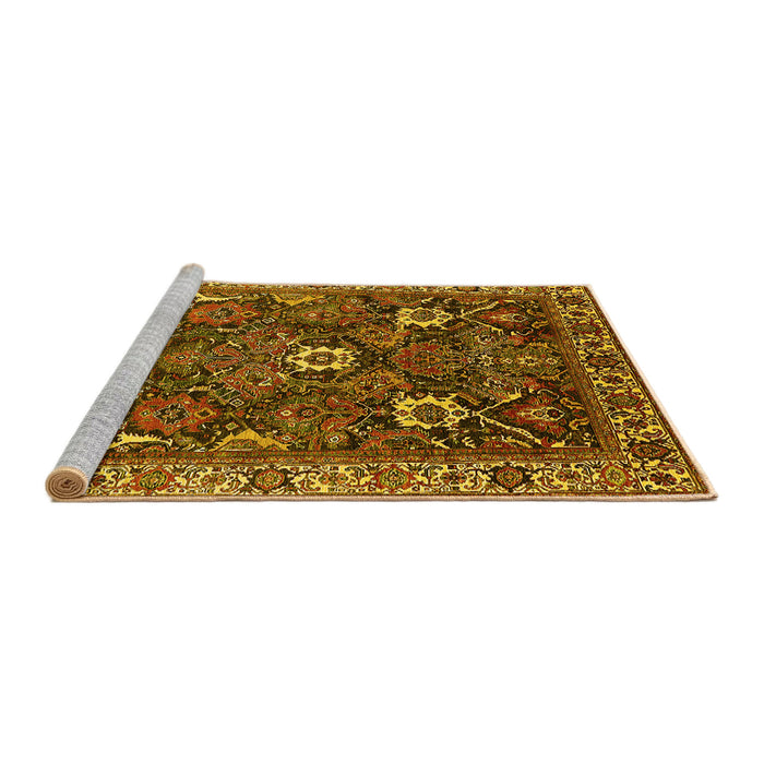 Sideview of Machine Washable Oriental Yellow Traditional Rug, wshurb1370yw