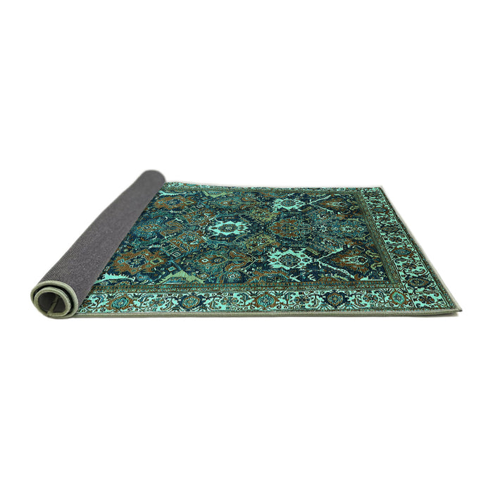 Sideview of Oriental Turquoise Traditional Rug, urb1370turq