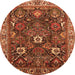 Round Oriental Orange Traditional Rug, urb1370org