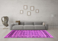 Machine Washable Oriental Pink Industrial Rug, wshurb1371pnk