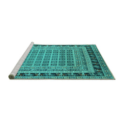 Sideview of Machine Washable Oriental Turquoise Industrial Area Rugs, wshurb1371turq