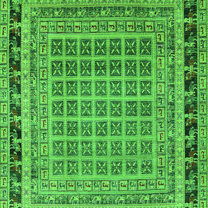 Machine Washable Oriental Green Industrial Area Rugs, wshurb1371grn