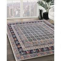 Mid-Century Modern Silver Pink Oriental Rug, urb1371