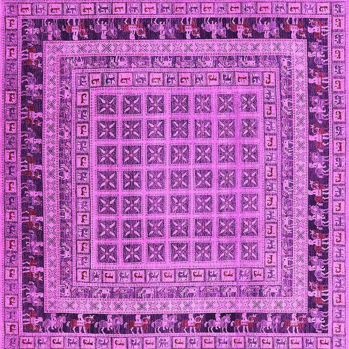 Square Machine Washable Oriental Pink Industrial Rug, wshurb1371pnk