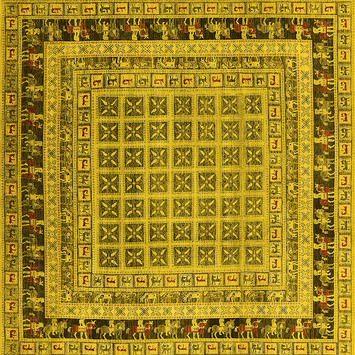 Square Oriental Yellow Industrial Rug, urb1371yw