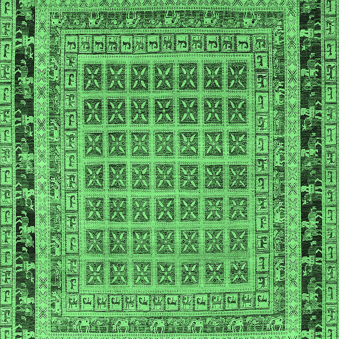 Machine Washable Oriental Emerald Green Industrial Area Rugs, wshurb1371emgrn