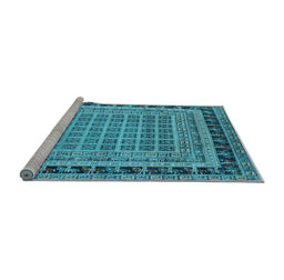 Sideview of Machine Washable Oriental Light Blue Industrial Rug, wshurb1371lblu