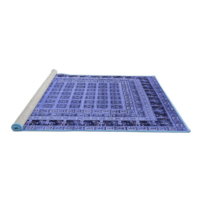 Sideview of Machine Washable Oriental Blue Industrial Rug, wshurb1371blu