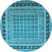 Round Oriental Light Blue Industrial Rug, urb1371lblu