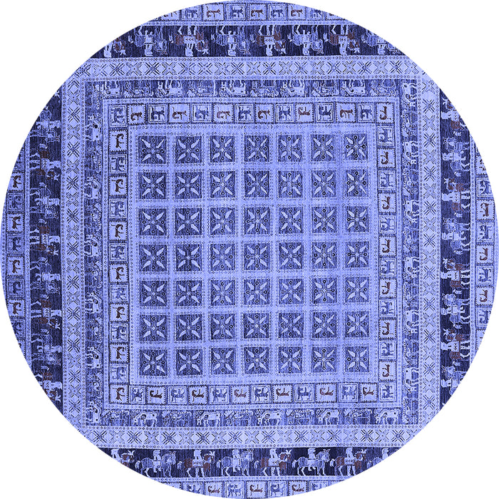 Round Oriental Blue Industrial Rug, urb1371blu
