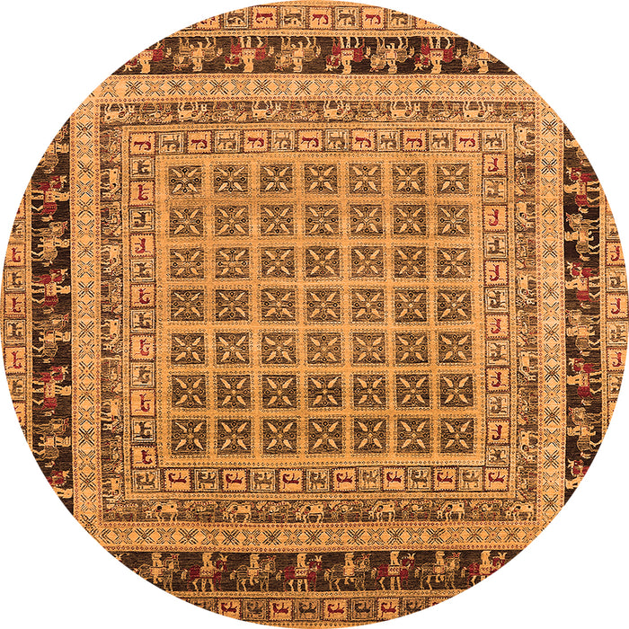 Round Oriental Orange Industrial Rug, urb1371org