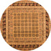 Round Oriental Orange Industrial Rug, urb1371org