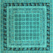 Square Oriental Turquoise Industrial Rug, urb1371turq