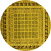 Round Oriental Yellow Industrial Rug, urb1371yw