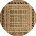 Round Oriental Brown Industrial Rug, urb1371brn