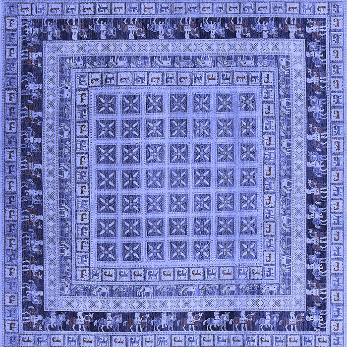 Square Machine Washable Oriental Blue Industrial Rug, wshurb1371blu