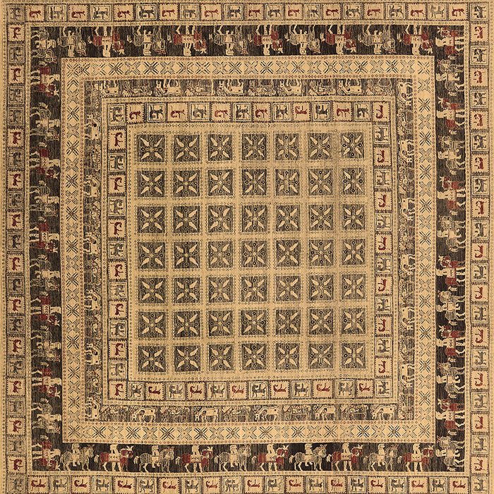 Square Machine Washable Oriental Brown Industrial Rug, wshurb1371brn