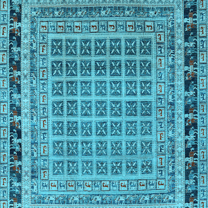 Machine Washable Oriental Light Blue Industrial Rug, wshurb1371lblu