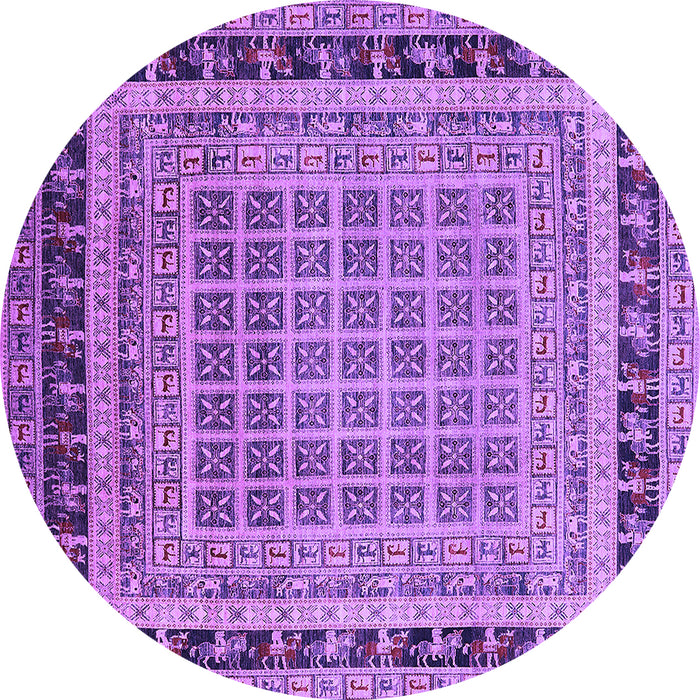 Round Oriental Purple Industrial Rug, urb1371pur