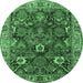 Round Oriental Emerald Green Industrial Rug, urb1372emgrn