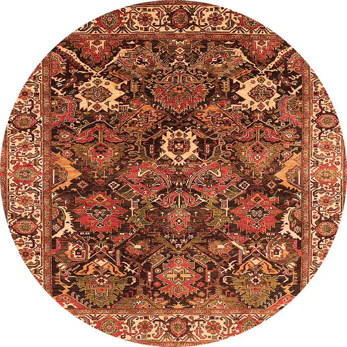 Round Oriental Orange Industrial Rug, urb1372org