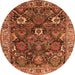 Round Oriental Orange Industrial Rug, urb1372org