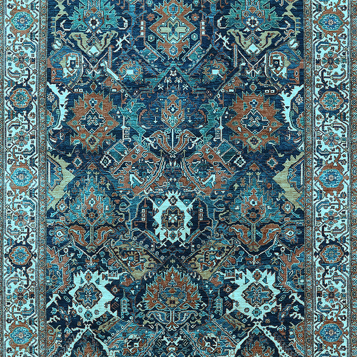 Machine Washable Oriental Light Blue Industrial Rug, wshurb1372lblu
