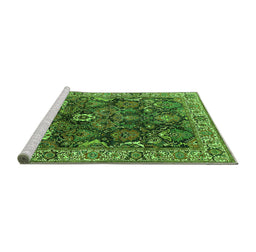 Sideview of Machine Washable Oriental Green Industrial Area Rugs, wshurb1372grn