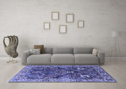 Machine Washable Oriental Blue Industrial Rug in a Living Room, wshurb1372blu