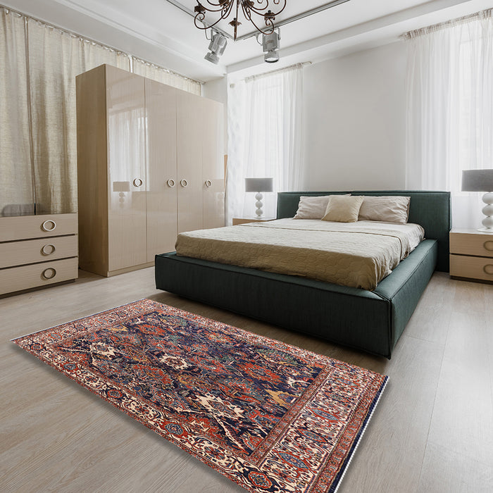 Machine Washable Industrial Modern Camel Brown Rug in a Bedroom, wshurb1372