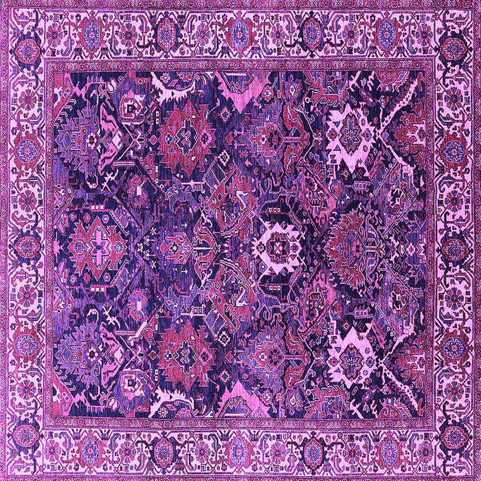 Square Machine Washable Oriental Purple Industrial Area Rugs, wshurb1372pur