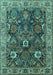 Machine Washable Oriental Turquoise Industrial Area Rugs, wshurb1372turq