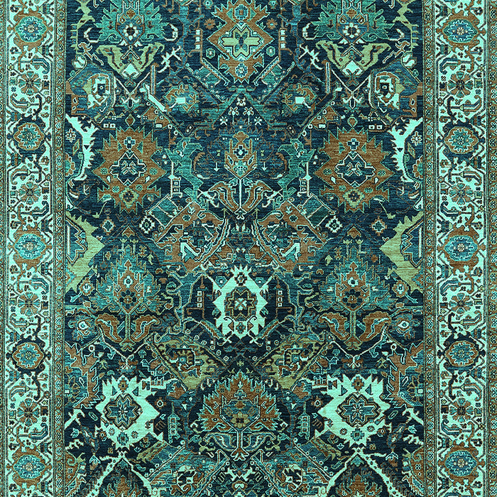Machine Washable Oriental Turquoise Industrial Area Rugs, wshurb1372turq