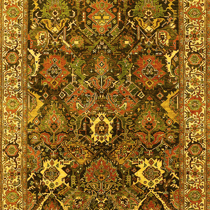 Machine Washable Oriental Yellow Industrial Rug, wshurb1372yw