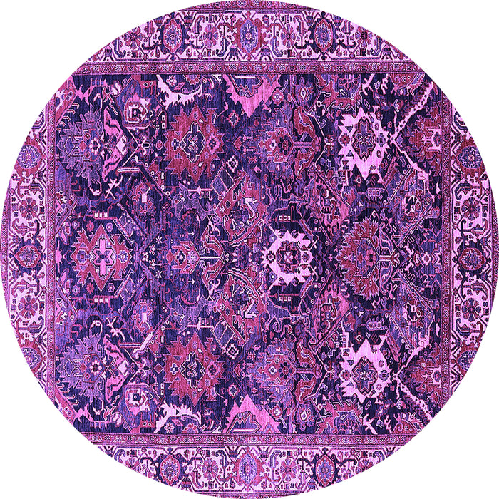 Round Machine Washable Oriental Purple Industrial Area Rugs, wshurb1372pur