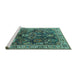 Sideview of Machine Washable Oriental Turquoise Industrial Area Rugs, wshurb1372turq