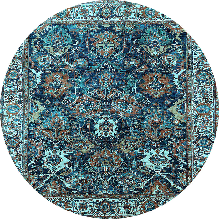 Round Oriental Light Blue Industrial Rug, urb1372lblu