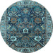 Round Oriental Light Blue Industrial Rug, urb1372lblu