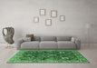 Machine Washable Oriental Emerald Green Industrial Area Rugs in a Living Room,, wshurb1372emgrn