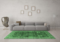 Machine Washable Oriental Emerald Green Industrial Rug, wshurb1372emgrn