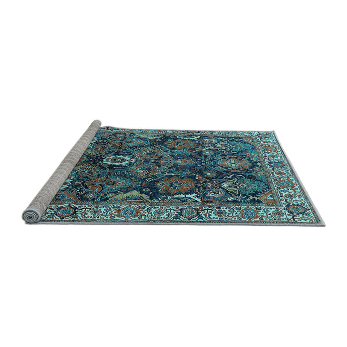 Sideview of Machine Washable Oriental Light Blue Industrial Rug, wshurb1372lblu