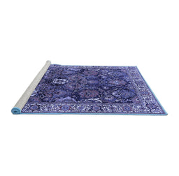 Sideview of Machine Washable Oriental Blue Industrial Rug, wshurb1372blu