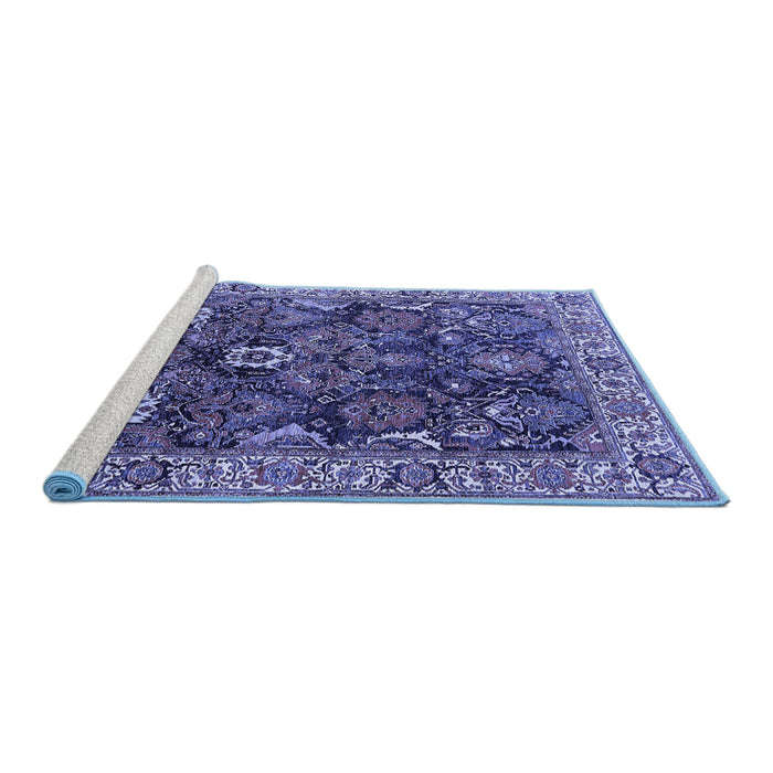 Sideview of Machine Washable Oriental Blue Industrial Rug, wshurb1372blu